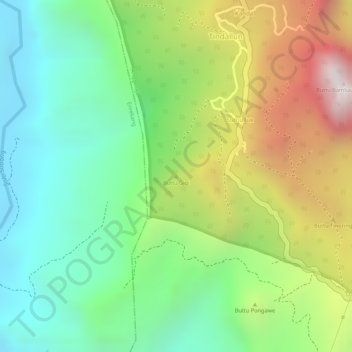 Mapa topográfico Buttu Gigi, altitud, relieve