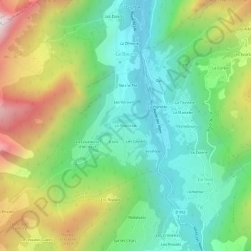 Mapa topográfico Le Promérat, altitud, relieve