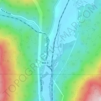 Mapa topográfico Wickersham, altitud, relieve