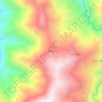Mapa topográfico Pillao, altitud, relieve