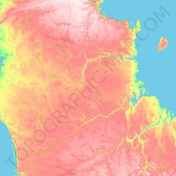 Mapa topográfico Nunavik, altitud, relieve