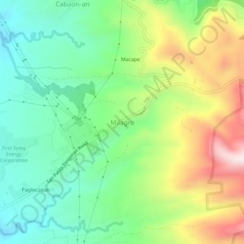 Mapa topográfico Milagro, altitud, relieve