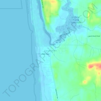 Mapa topográfico Copalis Beach, altitud, relieve
