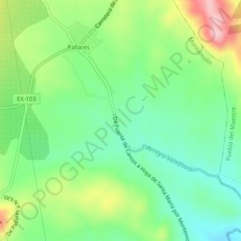 Mapa topográfico El Espartero, altitud, relieve