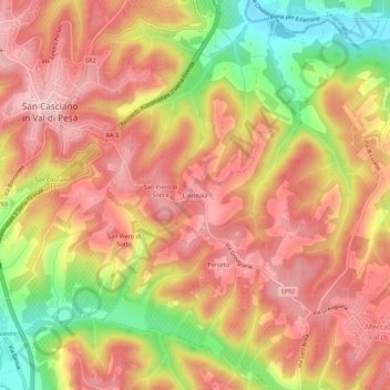 Mapa topográfico Calcinaia, altitud, relieve