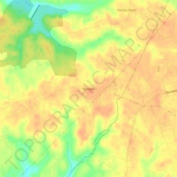 Mapa topográfico Ryceville, altitud, relieve