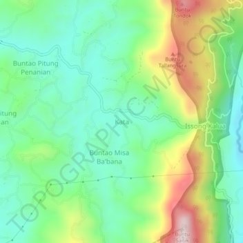 Mapa topográfico Kata, altitud, relieve