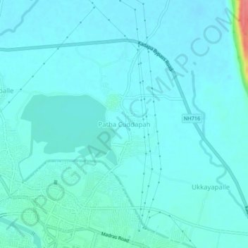 Mapa topográfico Patha Cuddapah, altitud, relieve