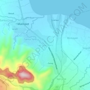 Mapa topográfico San Francisco, altitud, relieve