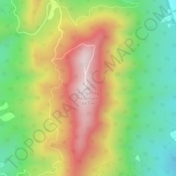 Mapa topográfico Purgatory Mountain, altitud, relieve