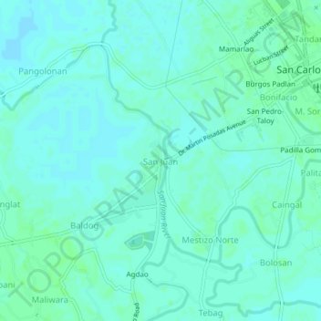 Mapa topográfico San Juan, altitud, relieve