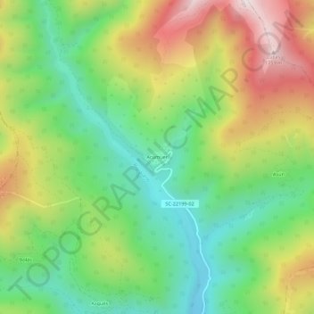 Mapa topográfico Acumuer, altitud, relieve