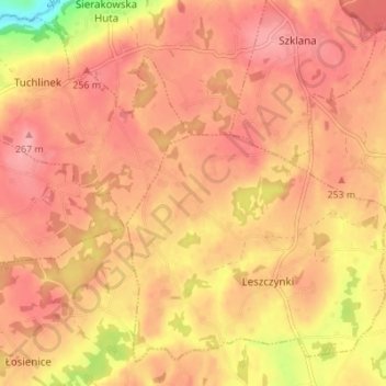 Mapa topográfico Nowa Ameryka, altitud, relieve