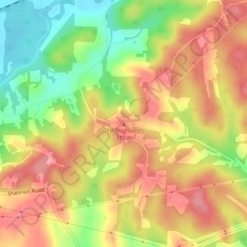 Mapa topográfico The Highlands, altitud, relieve