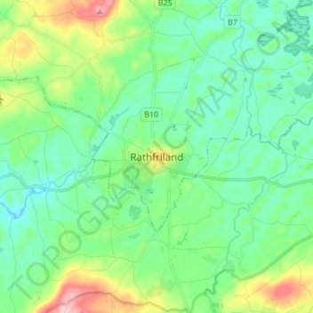 Mapa topográfico Rathfriland, altitud, relieve