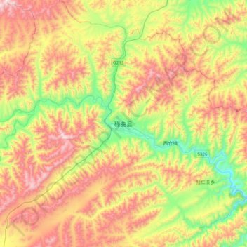 Mapa topográfico Luqu, altitud, relieve