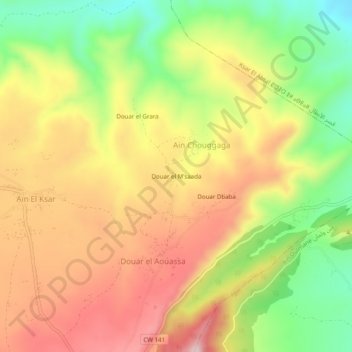 Mapa topográfico Douar el M'saada, altitud, relieve