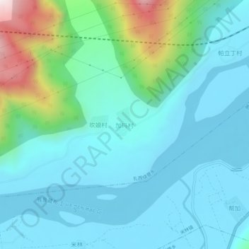 Mapa topográfico Gyama, altitud, relieve