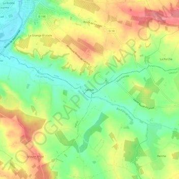 Mapa topográfico Gensac, altitud, relieve