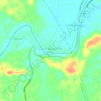 Mapa topográfico Lubuk Bendahara Timur, altitud, relieve