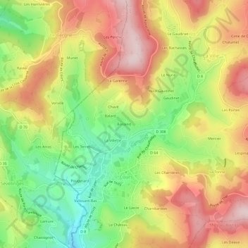 Mapa topográfico Bosland, altitud, relieve