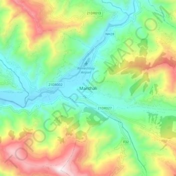 Mapa topográfico Manthali, altitud, relieve