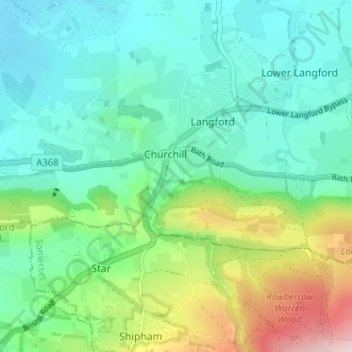Mapa topográfico Dinghurst, altitud, relieve