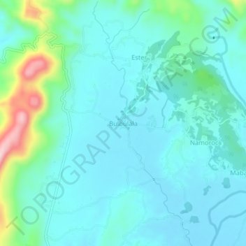 Mapa topográfico Bulbulala, altitud, relieve