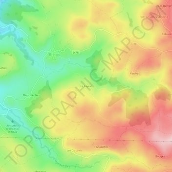 Mapa topográfico Le Cayrac, altitud, relieve