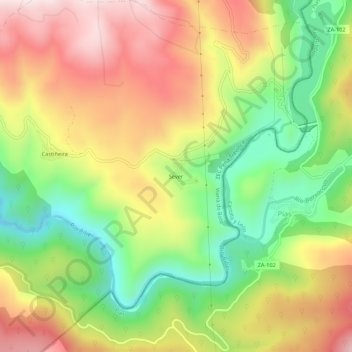 Mapa topográfico Sever, altitud, relieve