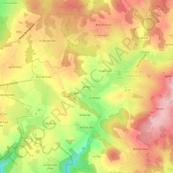 Mapa topográfico Le Bes, altitud, relieve