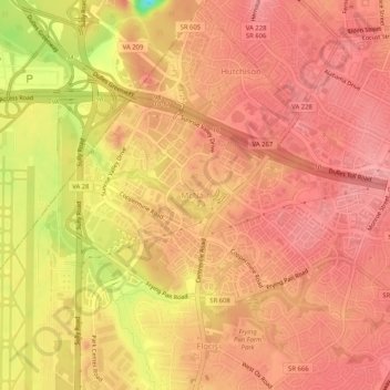 Mapa topográfico McNair, altitud, relieve