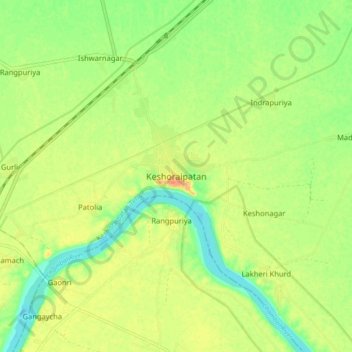 Mapa topográfico Keshoraipatan, altitud, relieve
