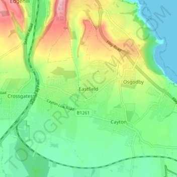 Mapa topográfico Eastfield, altitud, relieve