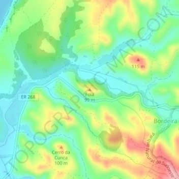 Mapa topográfico Foia, altitud, relieve