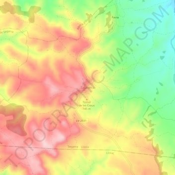 Mapa topográfico Talavera, altitud, relieve