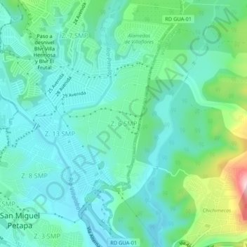 Mapa topográfico Z. 6 SMP, altitud, relieve