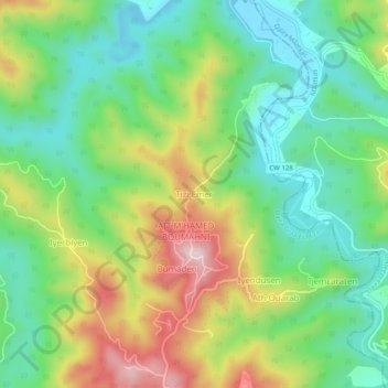 Mapa topográfico Tizi Ameur, altitud, relieve