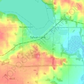 Mapa topográfico Sylvan Lake, altitud, relieve