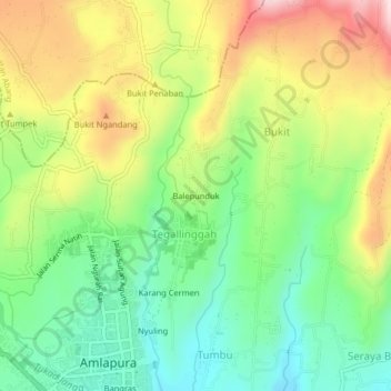 Mapa topográfico Balepunduk, altitud, relieve
