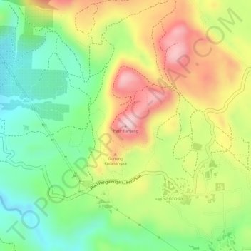 Mapa topográfico Pasir Panjang, altitud, relieve