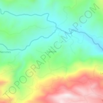 Mapa topográfico Santian, altitud, relieve