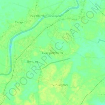 Mapa topográfico Sukagumiwang, altitud, relieve