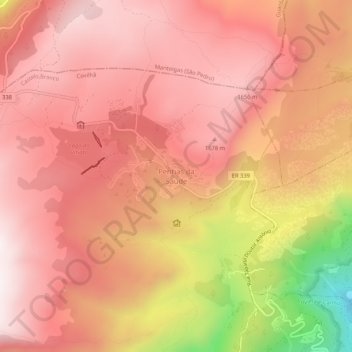 Mapa topográfico Penhas da Saúde, altitud, relieve