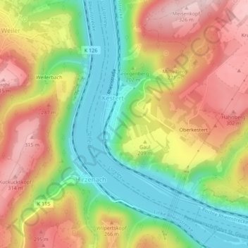 Mapa topográfico Am Rädchen, altitud, relieve