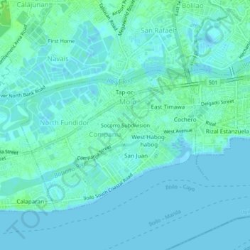 Mapa topográfico Socorro Subdivision, altitud, relieve