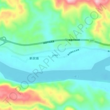Mapa topográfico 土坪村, altitud, relieve