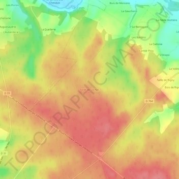 Mapa topográfico Forêt de Loches, altitud, relieve