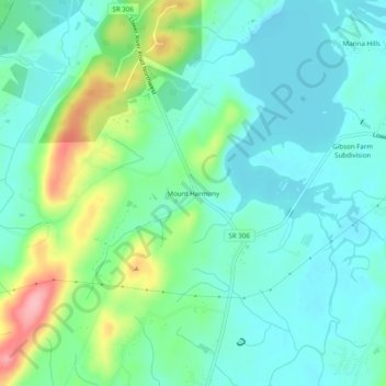 Mapa topográfico Mount Harmony, altitud, relieve