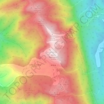 Mapa topográfico Guadagnolo, altitud, relieve